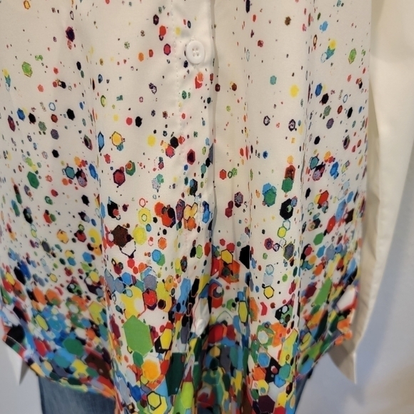 BELLE Lily Long Sleeve Button Down With Rainbow Colors Size M - Picture 5 of 14